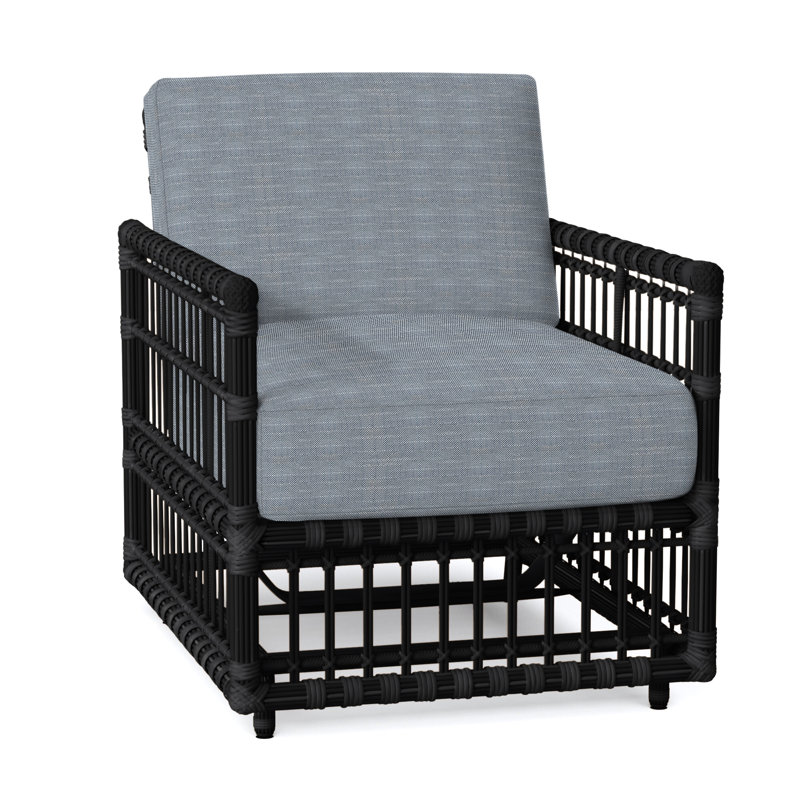 Newport Woven Spring Lounge - Onyx, Rollo Chambray, No Welt, Onyx