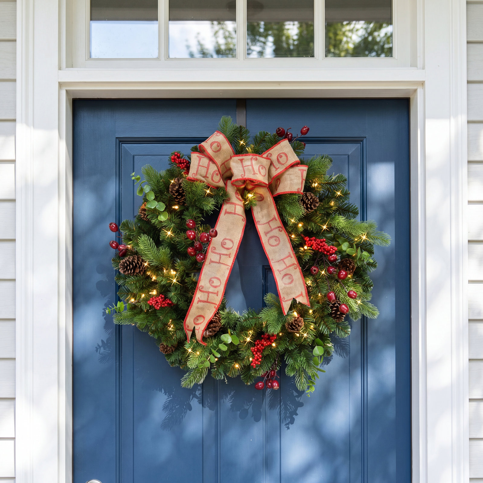 30'' Faux Pine Lighted Wreath