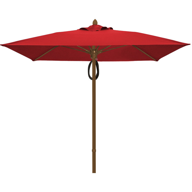Parasol de marché carré 7,5 pi Prestige, Bronze champagne, Toile Sunbrella® rouge Jockey