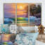 «Morning Sun on Sea Waves» par les pins - ensemble d'art mural encadré nautique et côtier sur 3-675902980-675902982