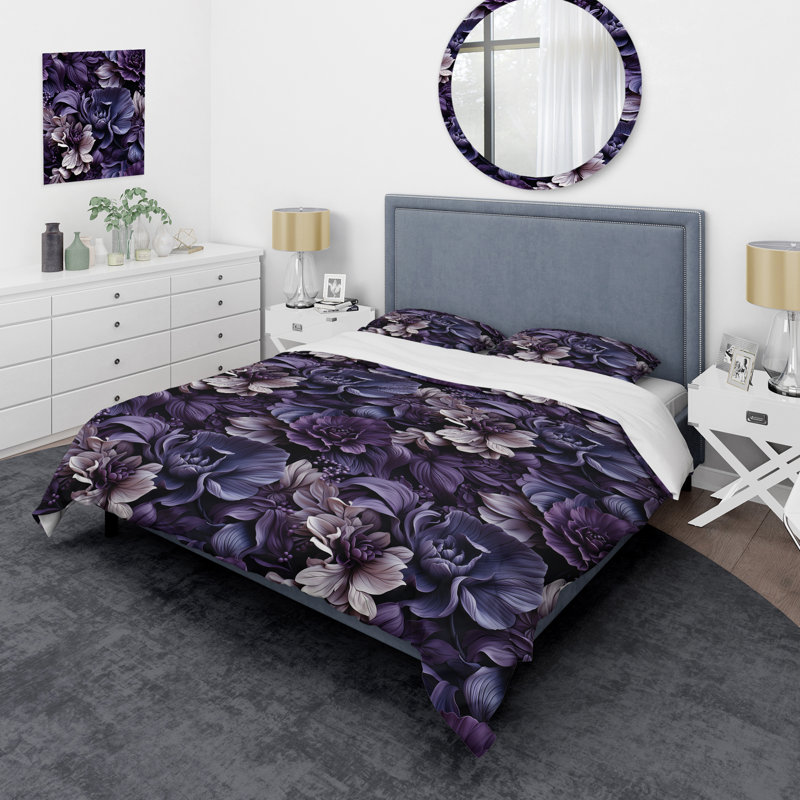Amiria Shadowed Elegance Moody Patterns - Ensemble de housse de couette à motif floral - Polyester microfibre