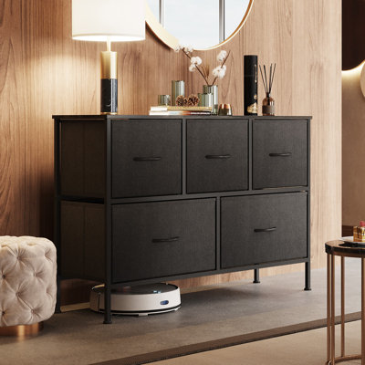 Commode à 5 tiroirs de 39,4 po de largeur avec commode en bois Ojaswi