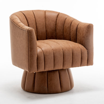 Faux Leather Upholstered Swivel Barrel Chair