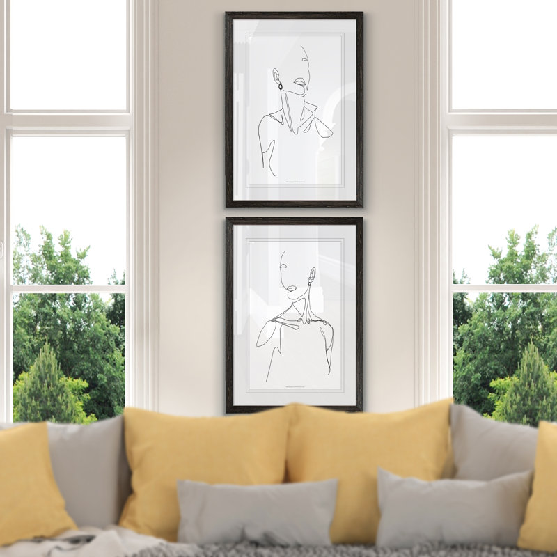 «Everlast Elegance I» par Vincent Van Gogh - ensemble de 2 reproductions de dessins encadrés, H 24 po x l 18 po x P 1,25 po