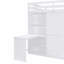 Structure de lit mezzanine pleine grandeur avec rangement pour garde-robe intégré, bureau et tablettes, finition blanche-879331509