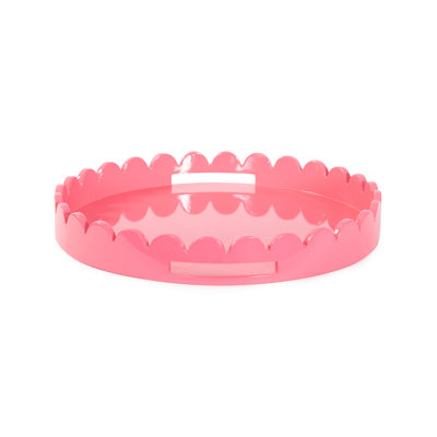 Effa Hand-Crafted Round Scalloped Wood Tray