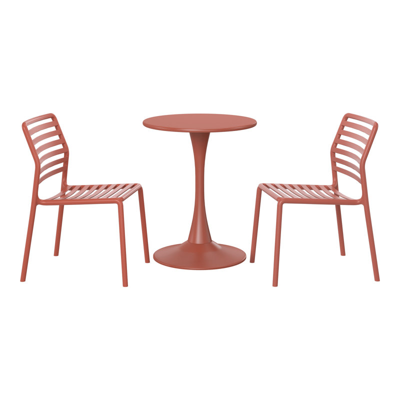Ensemble repas d'extérieur rond, Rouge