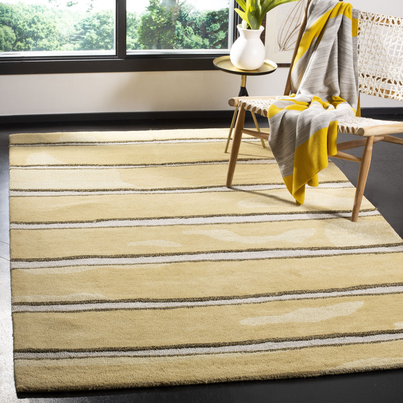 Schmier Martha Stewart Hand Tufted Wool/Viscose Striped Rug in Toffee Gold, Rectangle 9'6" x 13'6"