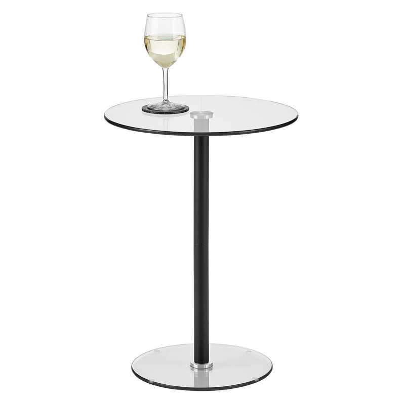 iDesign Round Pedestal Drink Table for Small Spaces, Black