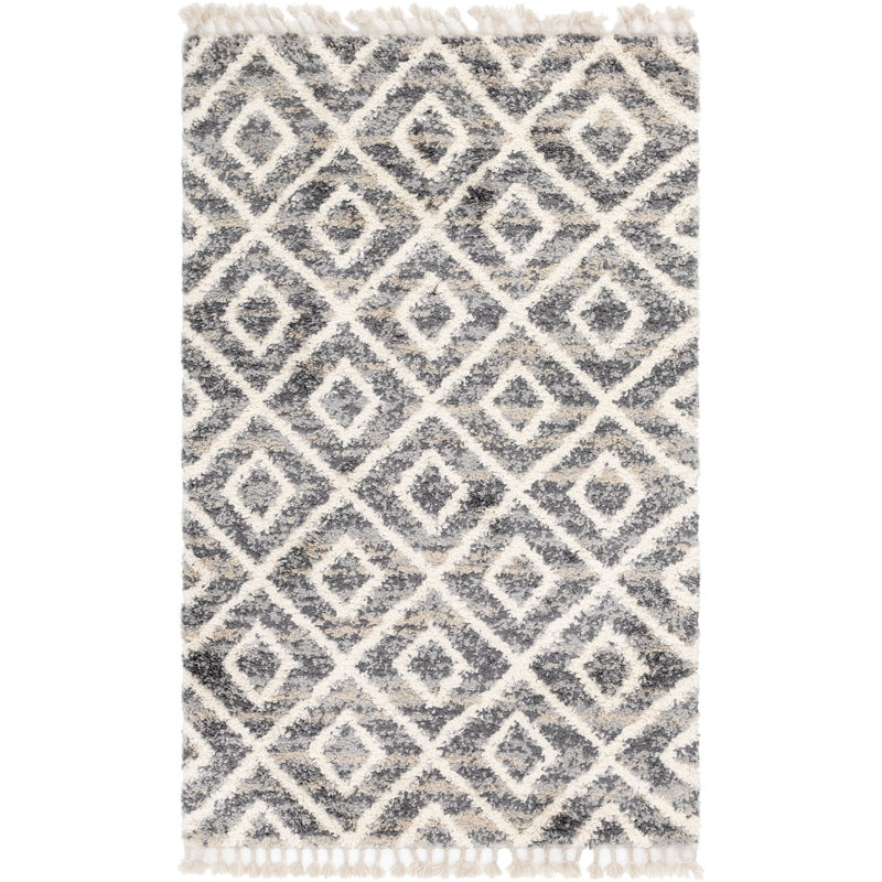 Tapis gris à motif géométrique Mitzy, Rectangle 5 pi 1 po x 8 pi