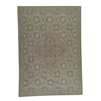 Hand-Knotted High-Quality Green and Beige Area Rug
