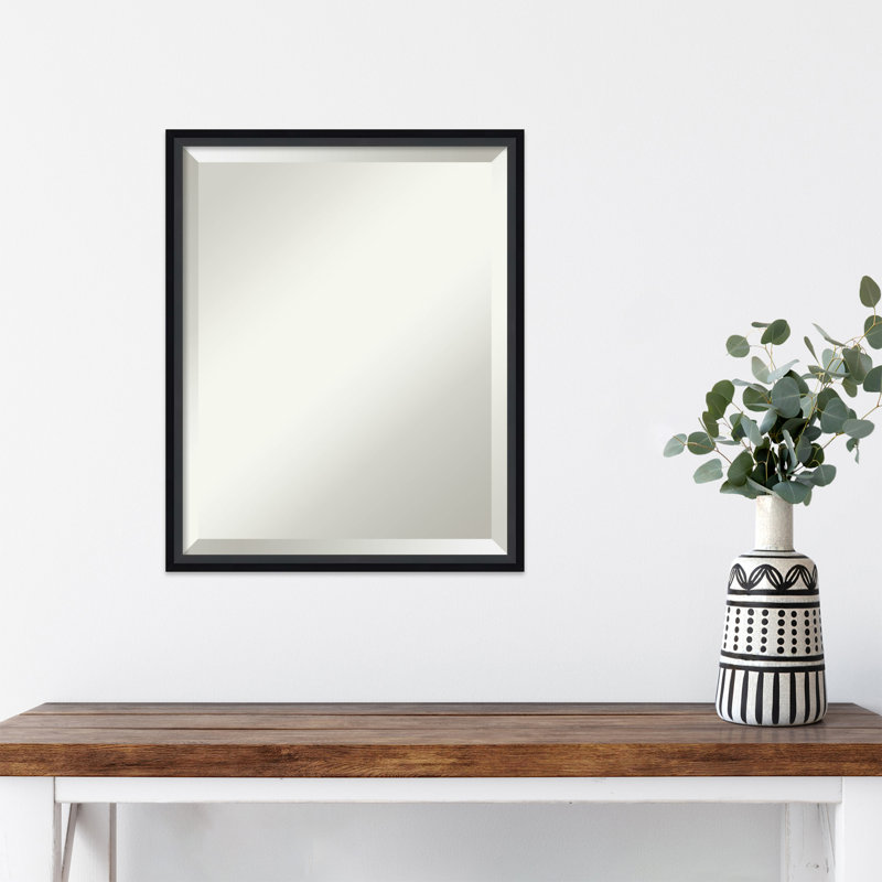 Mettawa Flat Wall Mirror, 17" x 21", Satin Black