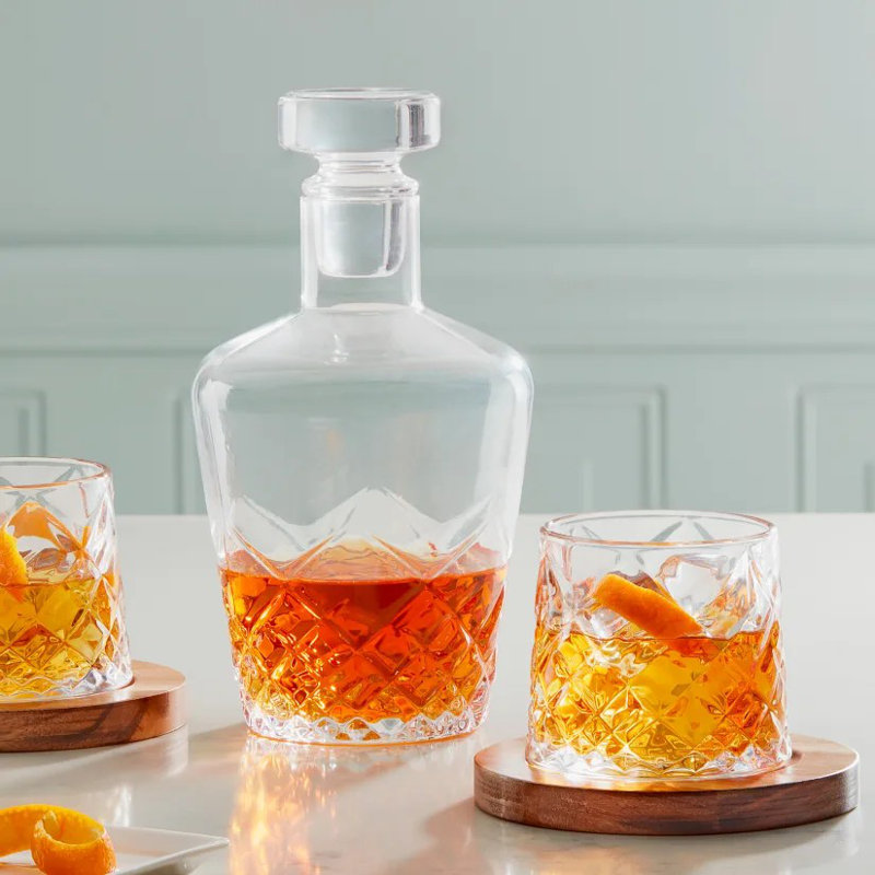 Lattice Etched Whiskey Decanter