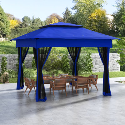 Pavillon de jardin X Pop Up, pavillon de jardin extérieur avec filet à fermeture à glissière amovible, tente instantanée, jardin bleu amovible