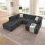 Canapé modulaire en forme de U de 135 po avec méridienne et repose-pieds mobile modulaire en forme de U pour le salon, canapé en osier revêtu de chenille avec accoudoirs ondulés, sans oreillers inclus-342461507