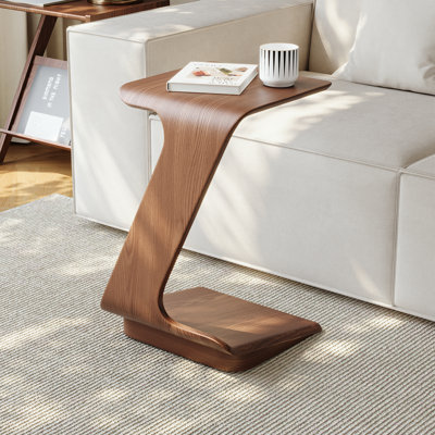 Table d'appoint moderne en forme de C 15 po avec roulettes