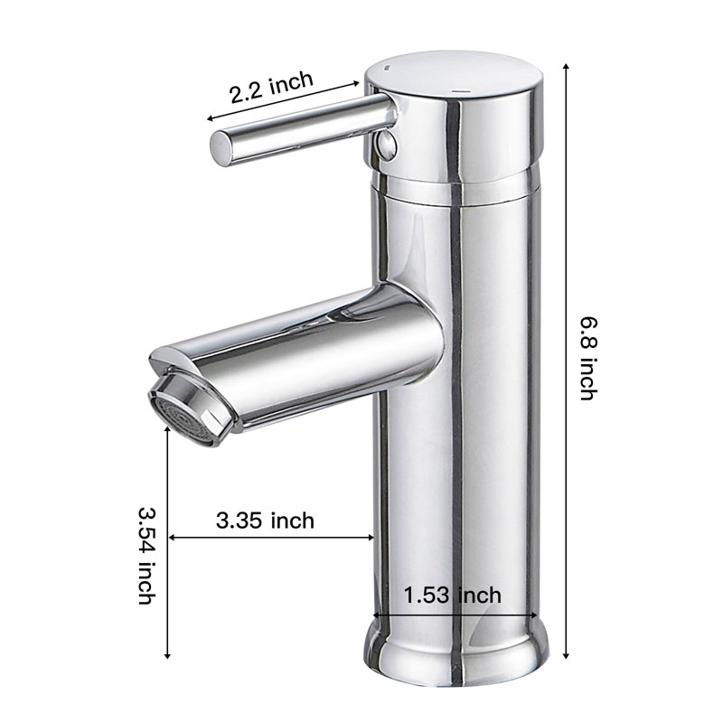 Robinet de salle de bain à un trou avec drain, Chrome