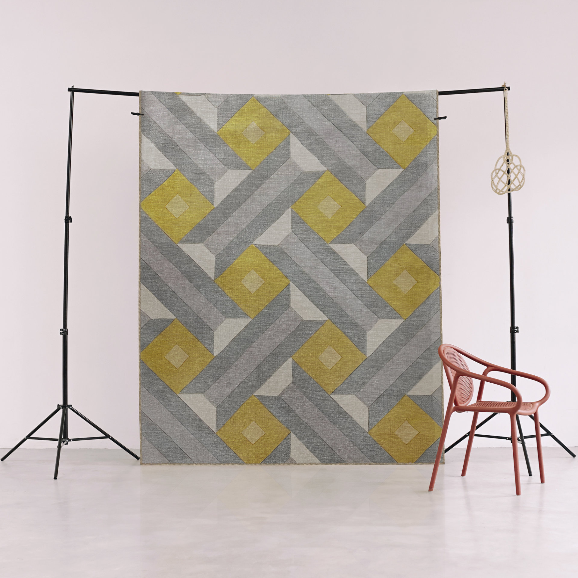 Corrigan Studio® Gray-Yellow Themed Cross Geometric Shape Patterned ...