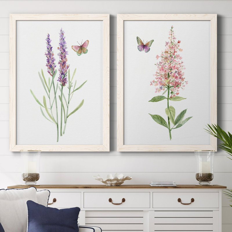 «Wildflower Botanical I», ensemble de 2 reproductions d'art, Toile blanche encadrée