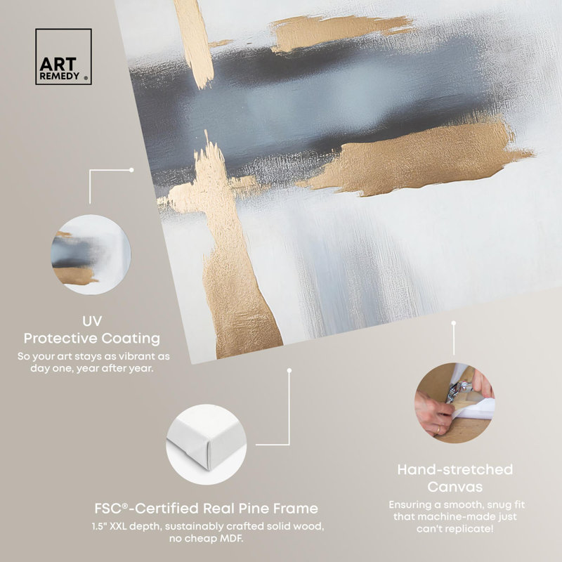 Art Remedy, toile abstraite minimaliste, vortex doré I, H 36 po x l 54 po x P 1,5 po, Ne s’applique pas, Toile tendue