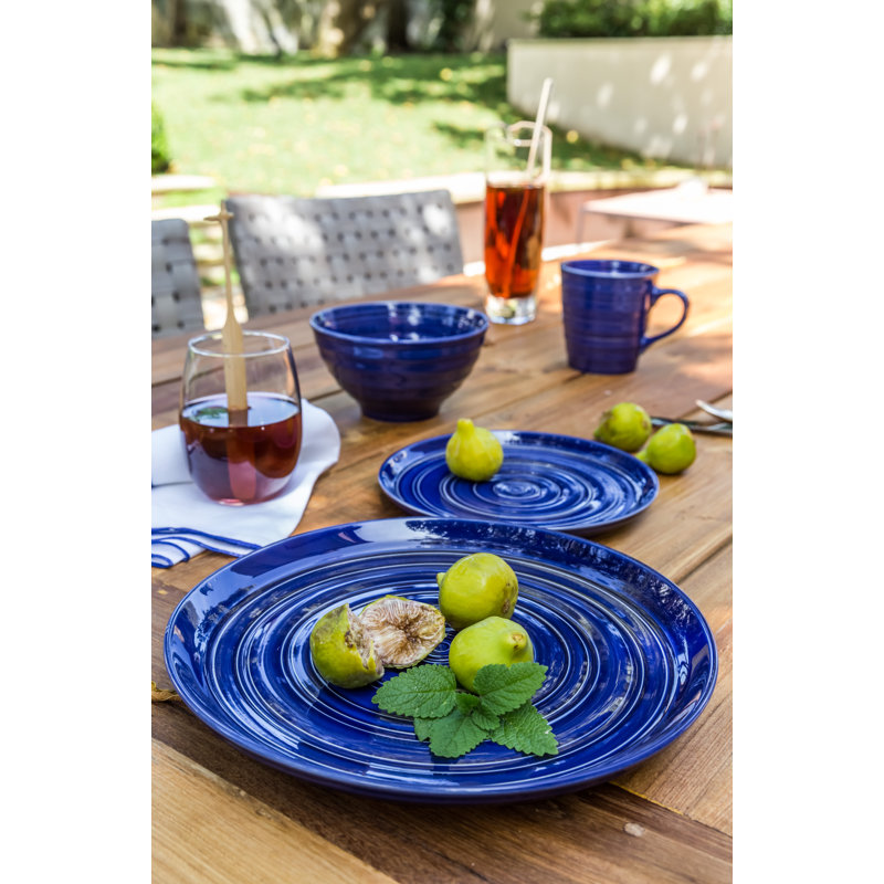 16 Piece Stoneware Dinnerware Set - Service for 4, Blue