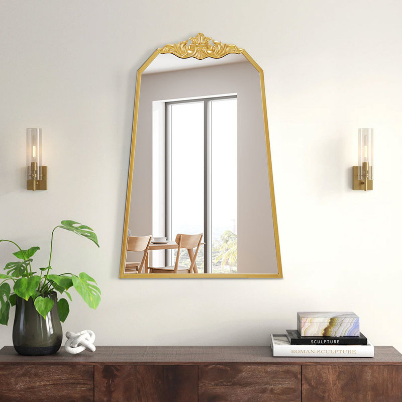 Gael Iron Arch Mirror, 90cm H x 60cm W, Gold
