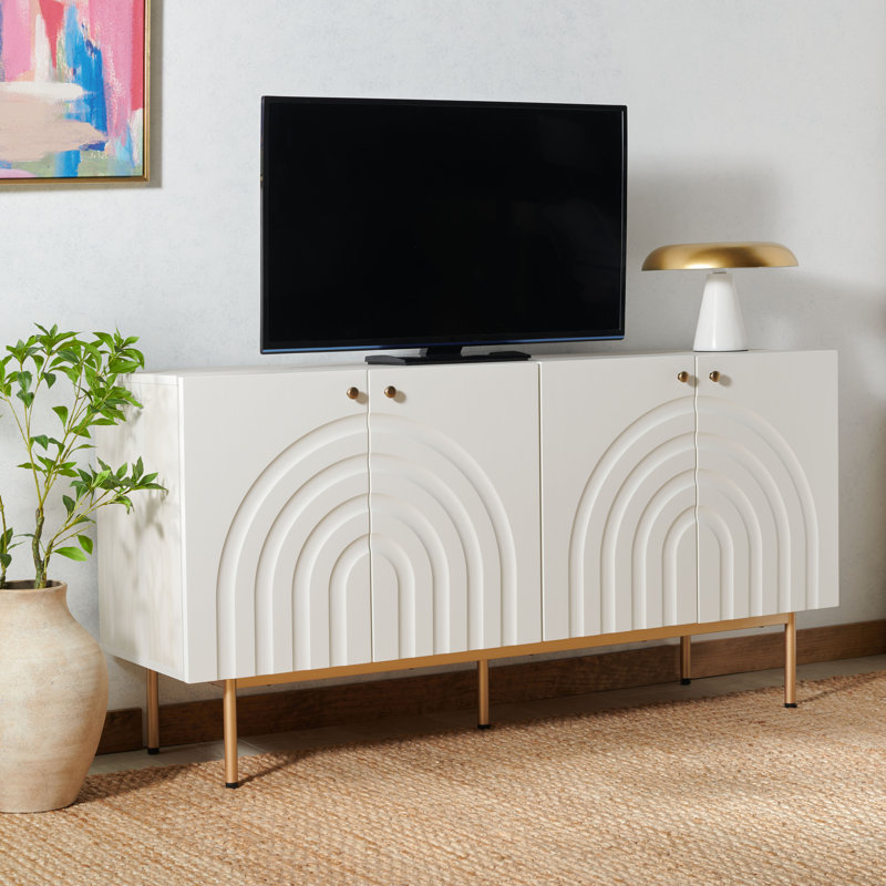 Muneet 4-Door Sideboard , Bleached White/White/Gold