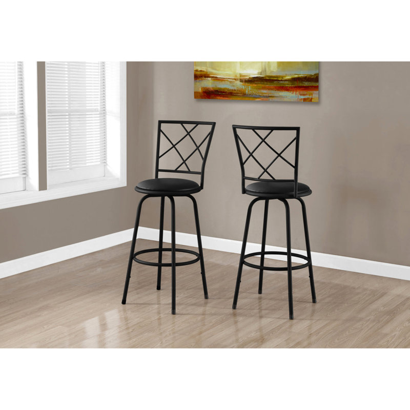 Tabouret de bar, ensemble de 2, pivotant, hauteur de bar, métal