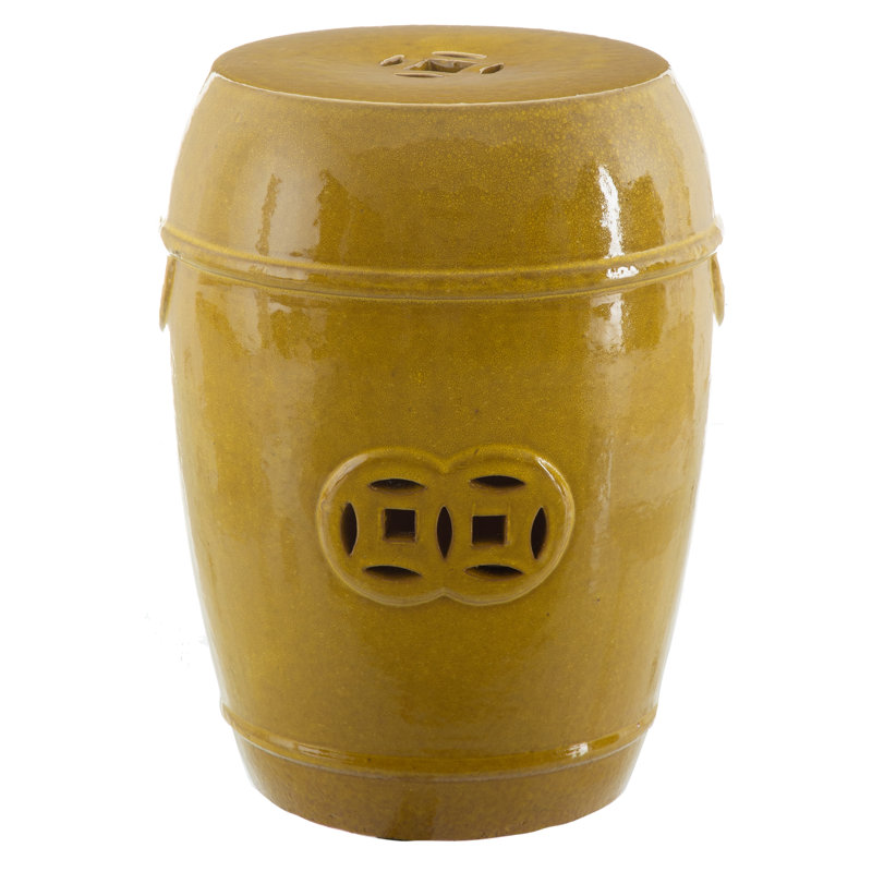 Bryony Ceramic Accent Stool, Mustard