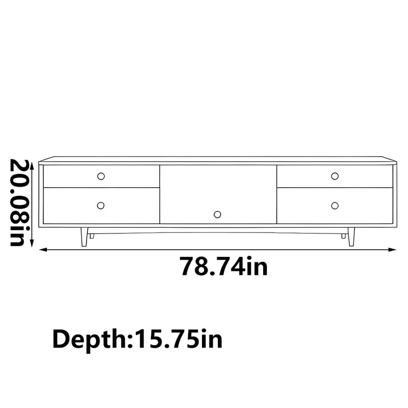Meuble télé moderne, simple et pratique, Brun, 78.74"