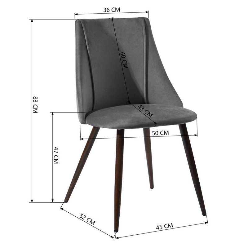 Tyrell 47cm H Velvet Upholstered Side Chair, Grey