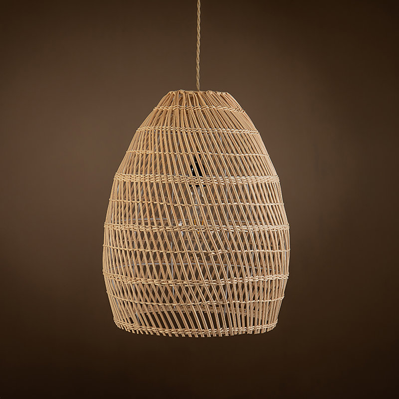 Alleman 1 - Light Pendant Light With Rattan Shade Handmade Natural Hanging Light Modern Coastal Ceiling Light, Natural