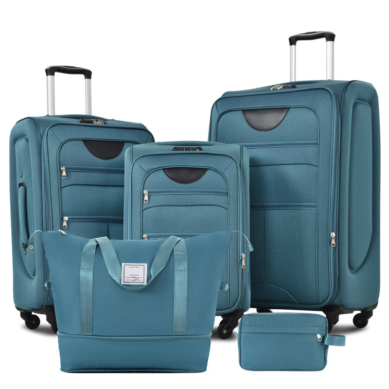 Ensemble de valise extensible avec sac de voyage 3 pièces Softside, Green
