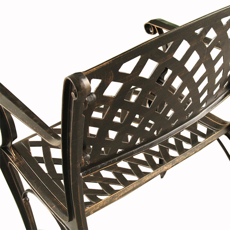 Modern Outdoor Mesh Cast Aluminum Black Patio Dining Chair, Bronze