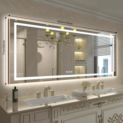 Miroir de salle de bain à DEL avec miroir, rétro-éclairage mural, miroir mural