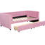 Lit de jour ergonomique simple en rose avec 2 tiroirs pour la chambre à coucher 3 - 4 et une chaleur douillette-467179844
