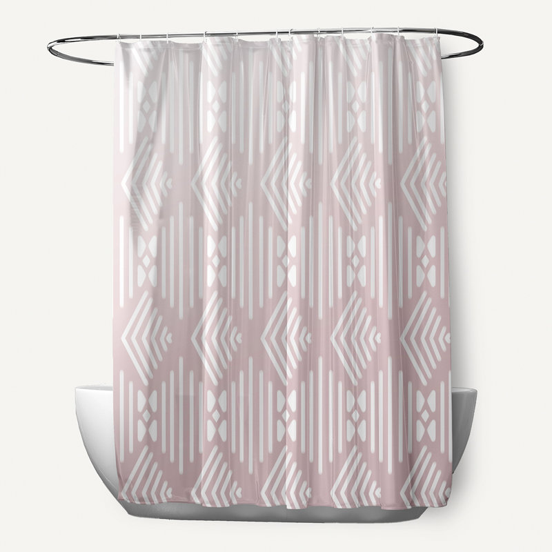 Rideau de douche simple à imprimé géométrique Fishbones, Rosé