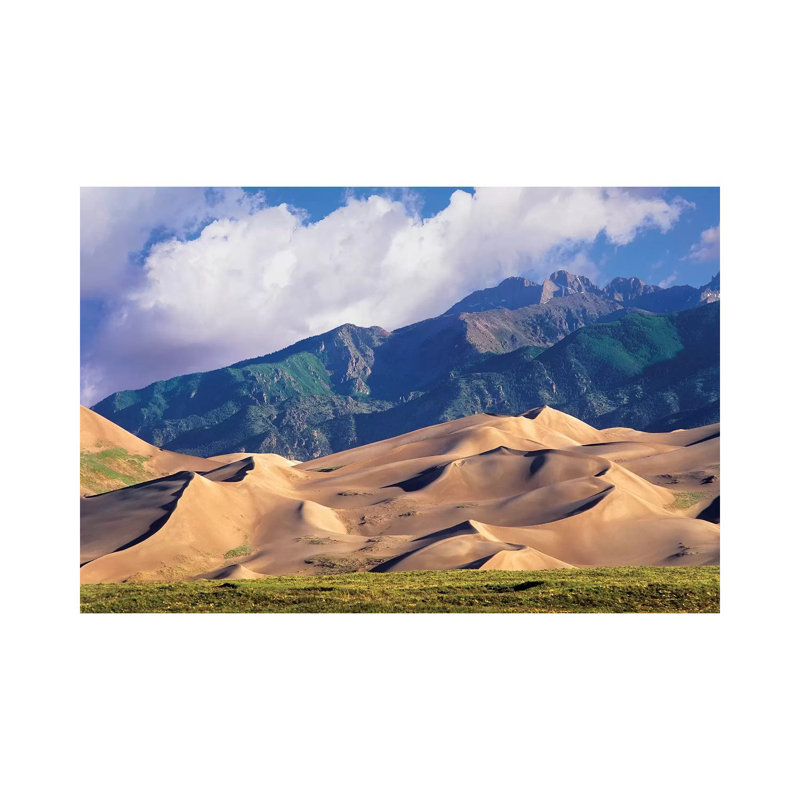 Sand Dunes with Sangre de Cristo Mountains in the Background, Great Sand Dunes National Park and Preserve, Colorado 1 Piece Wrapped Canvas Wall Art