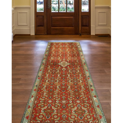 One-of-a-Kind 3' X 12' New Age Runner Wool Area Rug in Rust