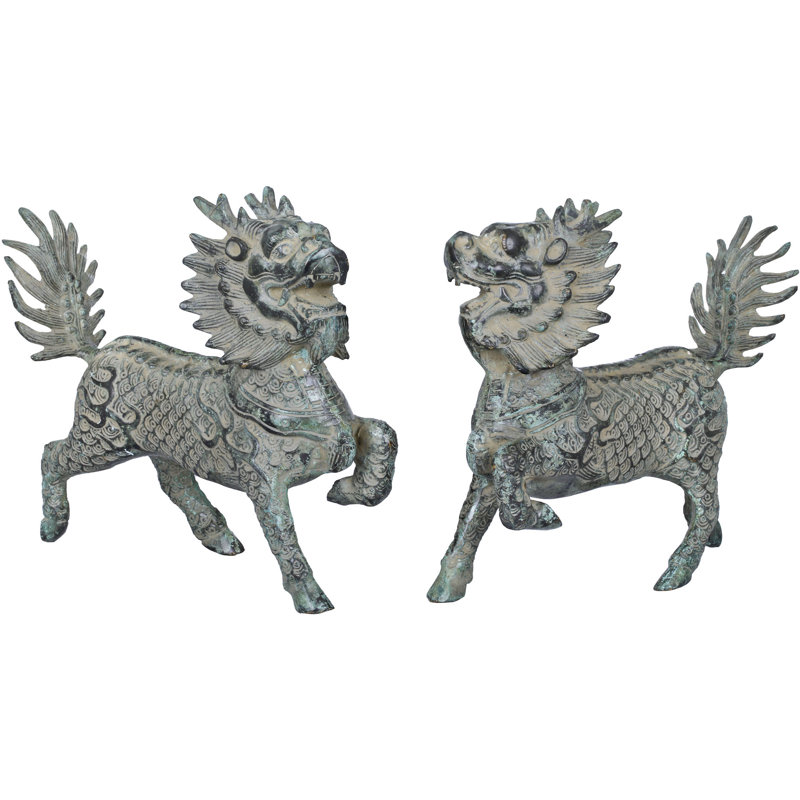 Paire de lions du temple bouddhiste tibétain