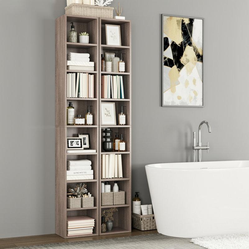 Lillain 8-Tier Narrow Bathroom Storage Cabinet with Adjustable Shelves, Versatile Storage for Bathroom, Bedroom, or Study,Set of 2