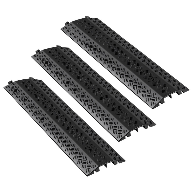Couvercle de câble escamotable, capacité de charge de 17 500 lb / essieu, rampe de protection de tuyau de câble robuste, couvre-cordon de plancher, pour les zones à forte circulation, intérieur, extérieur, maison, bureau, entrepôt