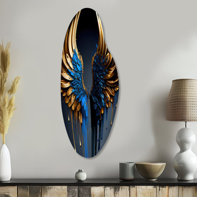 «Blue Wings», art mural en métal «Angel Wings III», sculpture murale asymétrique en métal