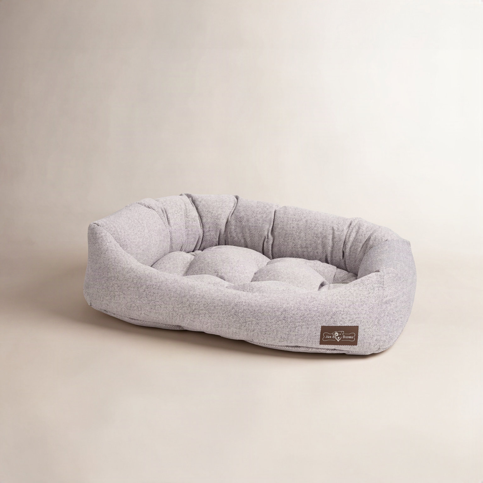 Herringbone Velour Pet Bed, Large (40" W x 32" D x 9.5" H), Herringbone Horizon