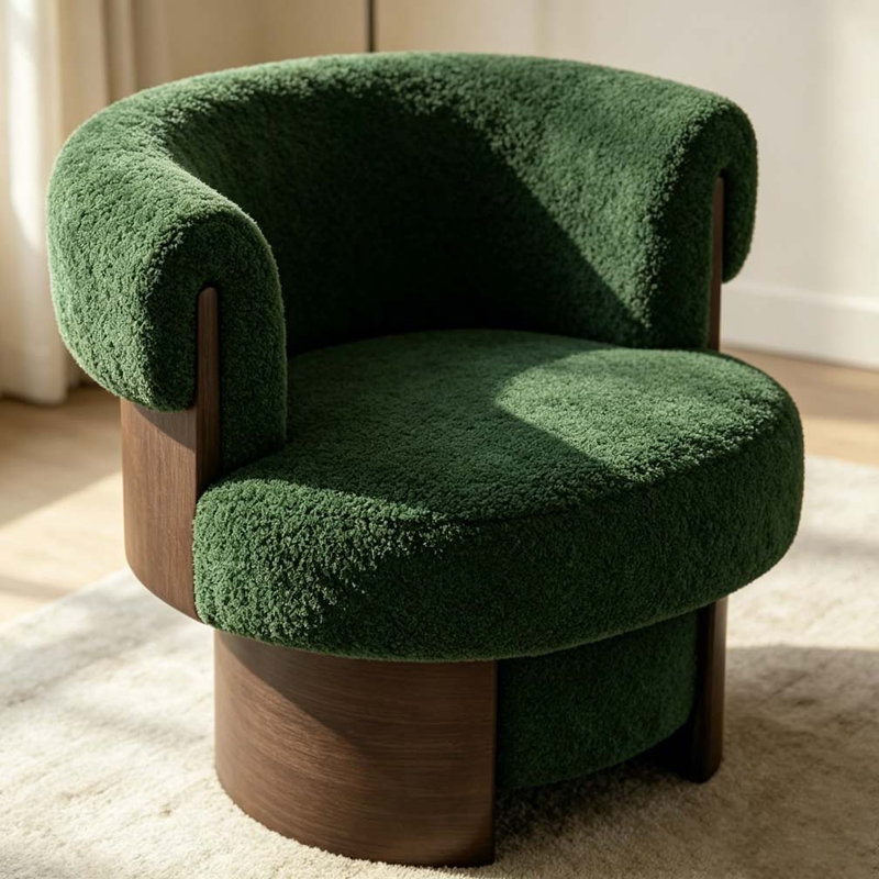 Fauteuil demi-tonneau rotatif moderne courbé et sculptural, 2