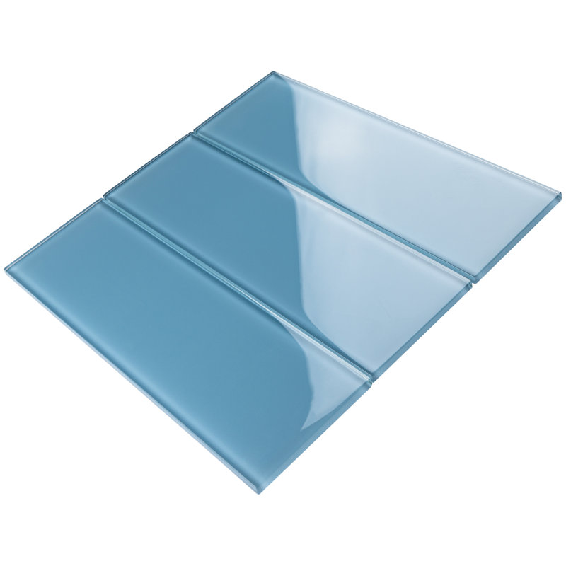 Carreau de mosaïque en verre Crystile 4 po x 12 po, Bleu pâle