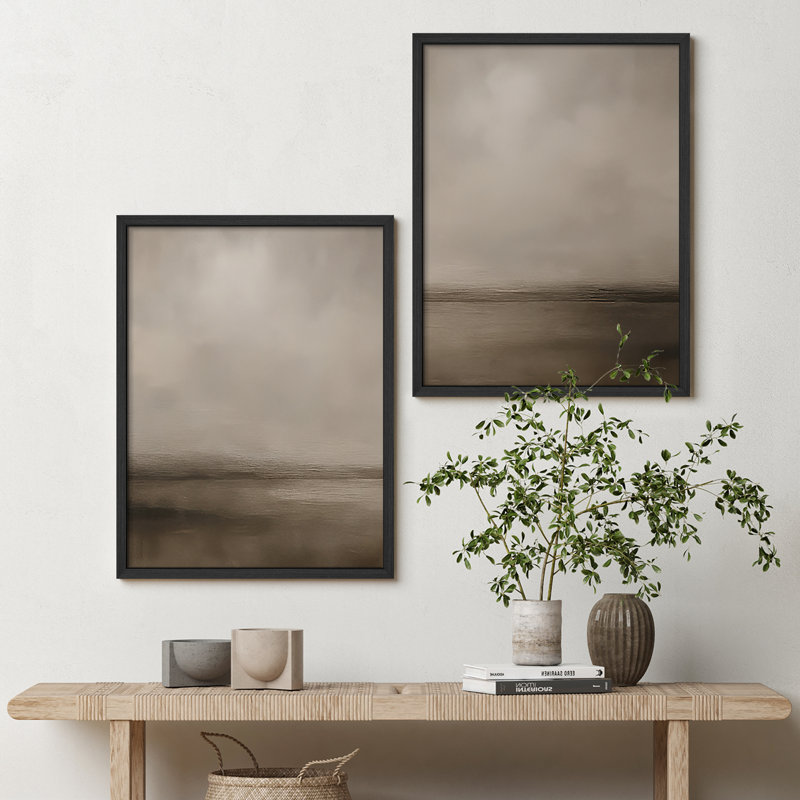 Ensemble de 2 reproductions d'art encadrées encadrées pour 2 pièces, H 10 po x l 8 po, Noir
