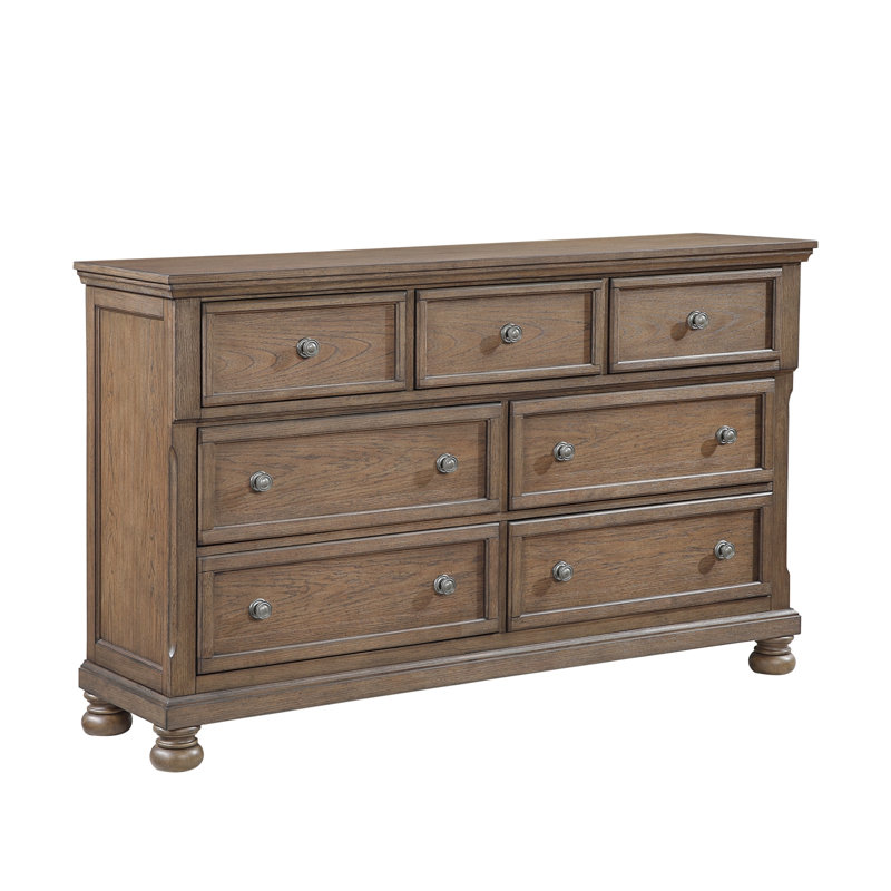Commode de style transitionnel brun antique avec commode à bijoux 7X
