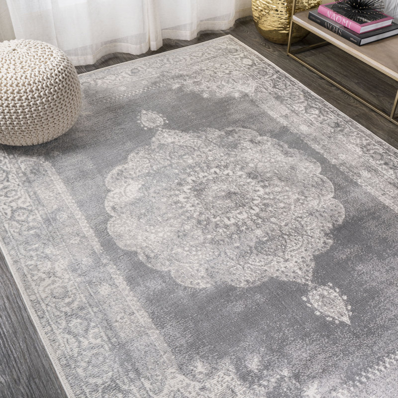 Tapis gris / gris foncé Verano Cottage Medallion, Rectangle 7 pi 9 po x 10 pi