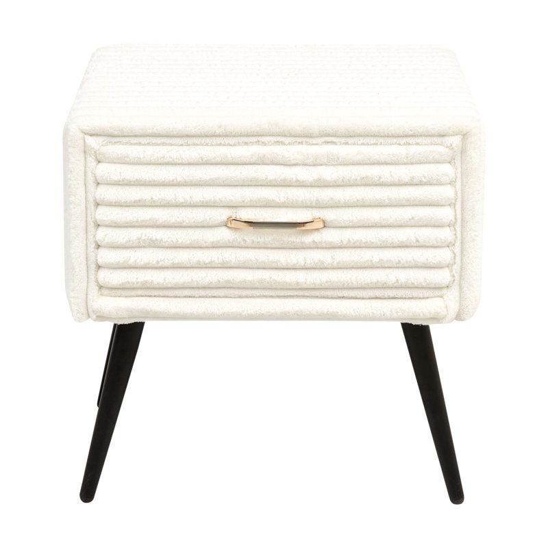 Bedside Table Fieldsboro Corduroy, White